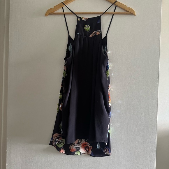Rebecca Taylor Black Multicolor Floral Sequin Silk Tank Top size 6 EUC - Picture 6 of 8